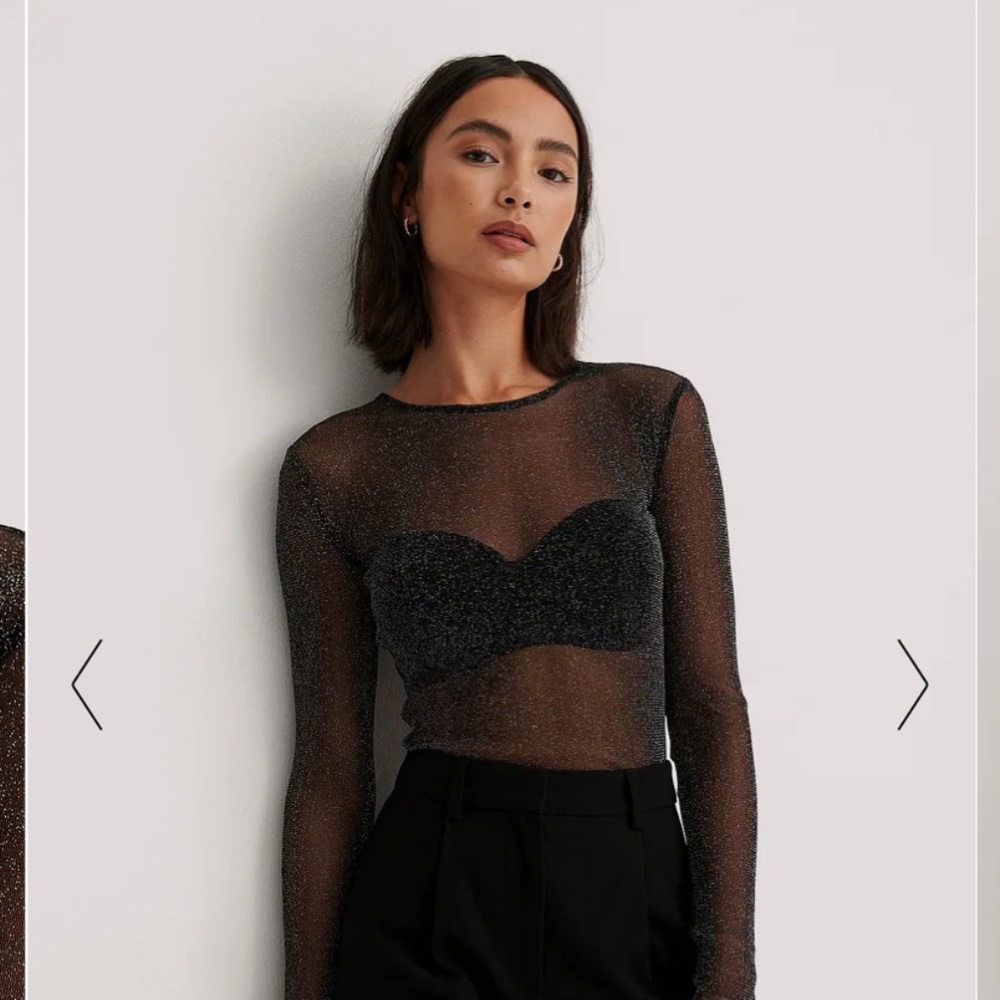 NA-KD longsleeve glitter mesh top